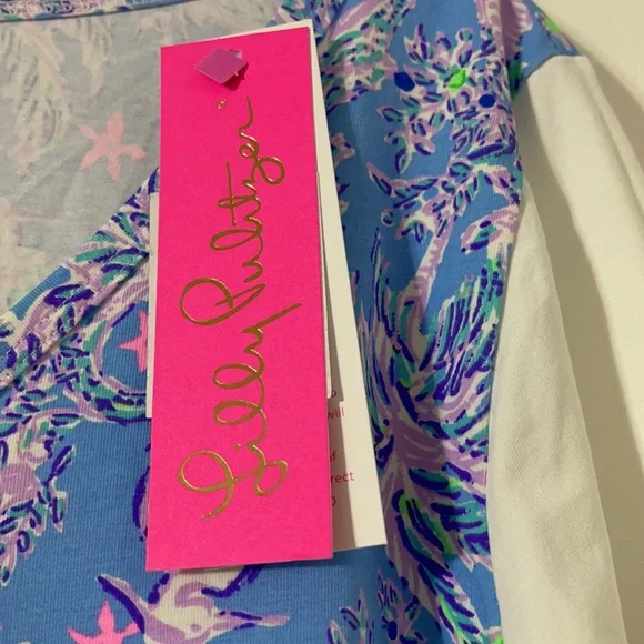 Top - Lilly Pulitzer - Amara Top - Medium Blue Peri The Turtle Package LPBOX2-14 - Picture 4 of 8